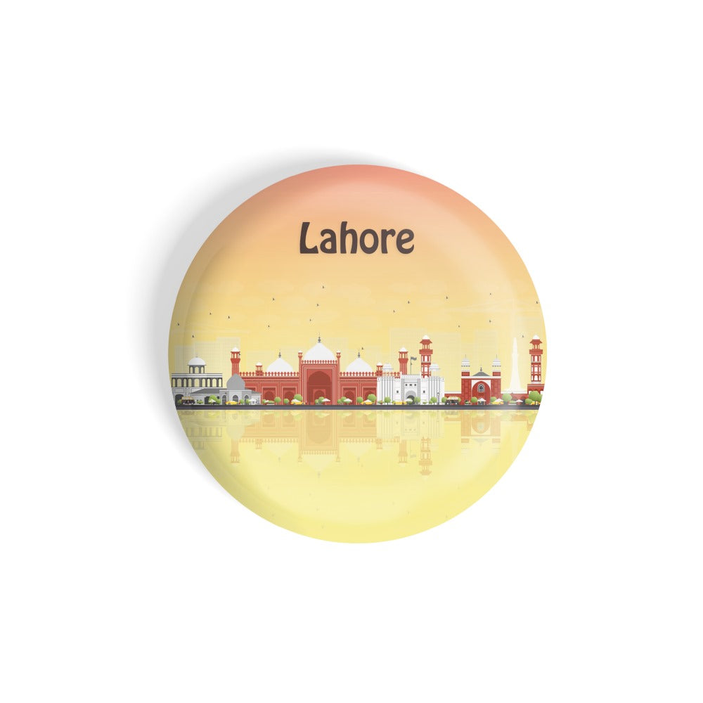 dhcrafts Round Fridge Magnet Multicolour Places Lahore City In Pakistan Glossy Finish Design Pack of 1 (58 mm)